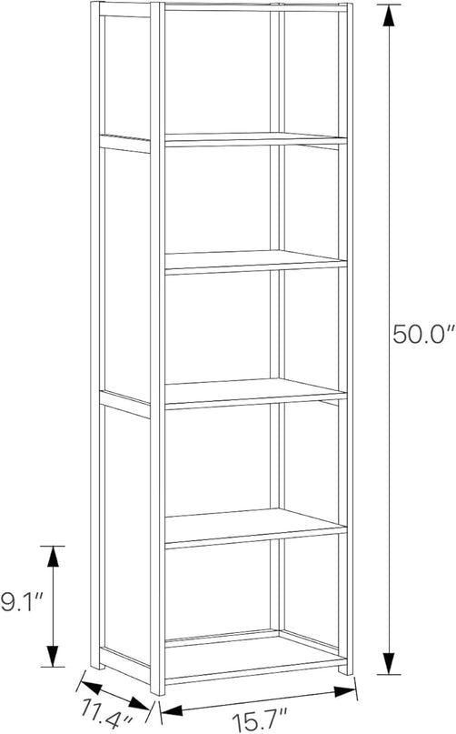 MoNiBloom Bamboo 5 Tier Free Standing Narrow Bookcase Display Storage Shelves Collection Décor Furniture for Home Office Living Room, Brown - LeafyLoom