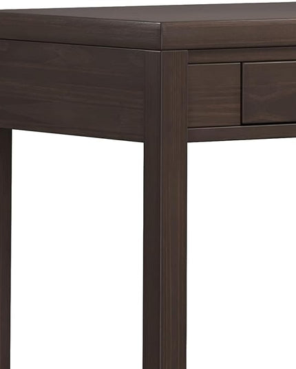 SIMPLIHOME Hollander SOLID WOOD Contemporary 38 inch Wide Small Desk in Warm Walnut Brown for The Office Desk, Writing Table, Workstation and Study Table - LeafyLoom