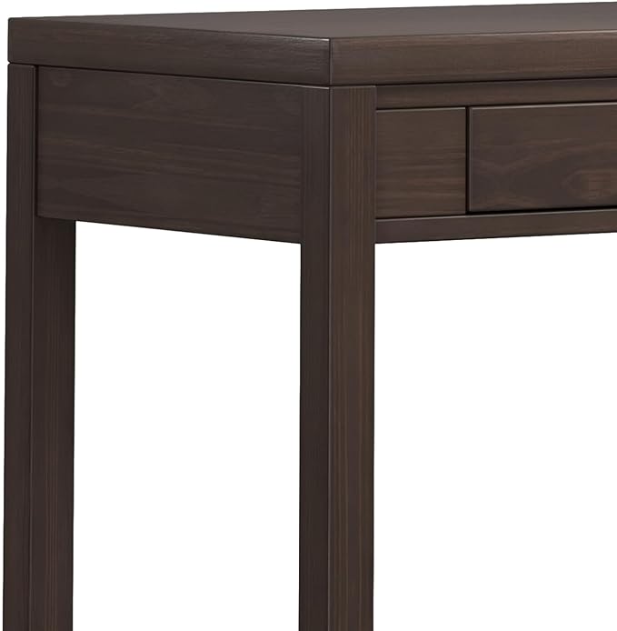 SIMPLIHOME Hollander SOLID WOOD Contemporary 38 inch Wide Small Desk in Warm Walnut Brown for The Office Desk, Writing Table, Workstation and Study Table - LeafyLoom