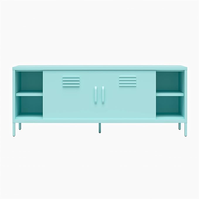 Novogratz Cache Metal Locker-Style TV Stand for TVs up to 65", Mint - LeafyLoom