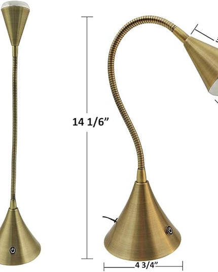 LED Desk Lamp with Touch Dimmer,Eye Caring Desk Lamp for Reading or Working,Table Lamp,Night Light,Reading Desk Lamp for Home Office,LED 5W,3000K Warm Light,Metal,Antique Brass - LeafyLoom