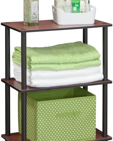 Furinno Turn-N-Tube 3-Tier Compact Multipurpose Shelf Display Rack, Dark Cherry - LeafyLoom