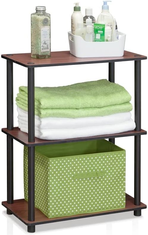 Furinno Turn-N-Tube 3-Tier Compact Multipurpose Shelf Display Rack, Dark Cherry - LeafyLoom