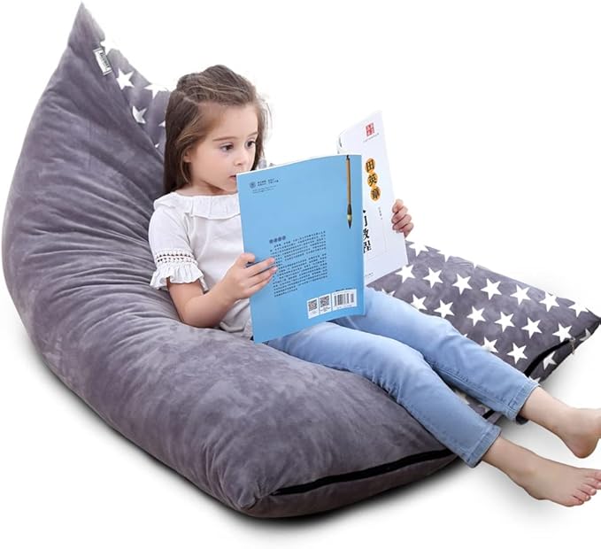 Stuffed Animal Storage Bean Bag Chair Cover, Plush Toys Organizer, Animals Doll Holder, Extra Large Lounger Designed with Handle and Zipper Super Soft for Kids and Teans -Stars Style - LeafyLoom