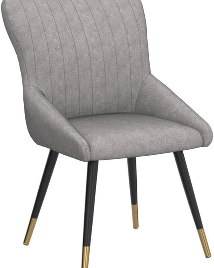 Alunaune Upholstered Grey Dining Chairs Set of 2 Modern Kitchen Chairs, Mid Century Accent Chair Faux Suede Armless Leisure Chair Living Room Desk Side Chair - LeafyLoom