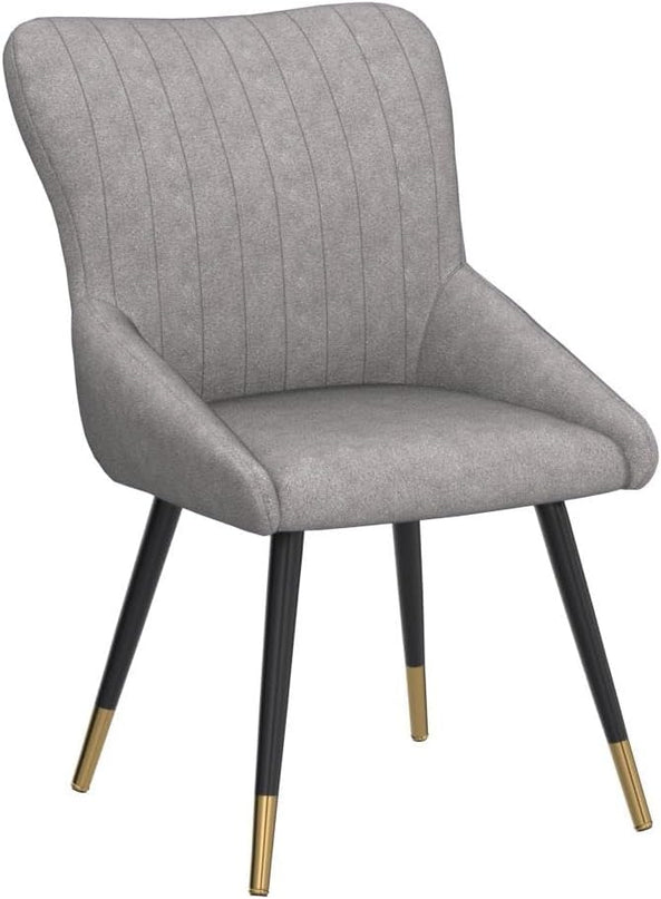 Alunaune Upholstered Grey Dining Chairs Set of 2 Modern Kitchen Chairs, Mid Century Accent Chair Faux Suede Armless Leisure Chair Living Room Desk Side Chair - LeafyLoom