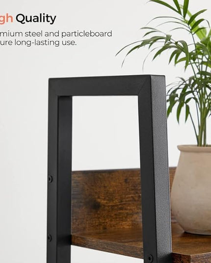 VASAGLE Bookshelf, 4-Tier Narrow Bookcase, Ladder Shelf for Home Office, Living Room, Bedroom, Kitchen, Rustic Brown and Ink Black ULLS108B01 - LeafyLoom