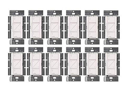 Lutron Caseta Original Smart Dimmer Switch (Lutron Smart Hub Required), for LED Lights, 150 Watt, Single-Pole/3-Way, No Neutral Required, PD-6WCL-WH 12-PACK, White, 12 Pack Lutron