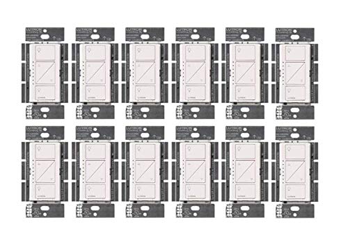 Lutron Caseta Original Smart Dimmer Switch (Lutron Smart Hub Required), for LED Lights, 150 Watt, Single-Pole/3-Way, No Neutral Required, PD-6WCL-WH 12-PACK, White, 12 Pack Lutron