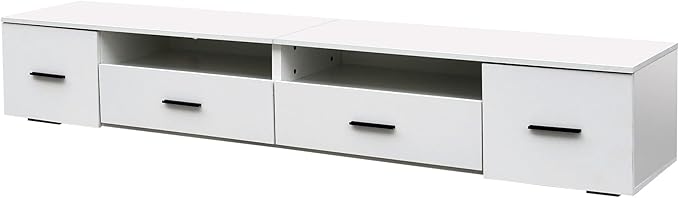 NicBex TV Stand for 90 Inch TV Modern TV Media Console Table with 4 Storage Drawers,Entertainment Center with Storage for Living Room,82.68 Inch,White - LeafyLoom