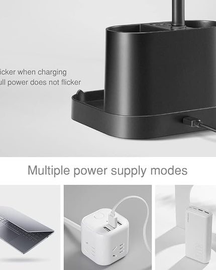 Mubarek Desk Lamps for Office Lamp 8W+3 Light Colors, USB Rechargeable & Dimmable Office Desk Lamp with USB Charging Port, 60LED+150Lumen LED Desk Lamps for Home Office Lamp LED Desk Light with Pen - LeafyLoom