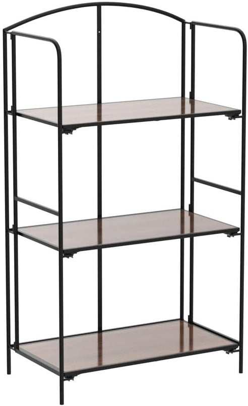 No Assembly Folding Bookshelf, 3 Tier Black Bookshelf, Metal Book Shelf for Storage, Folding Bookcase for Office Organization and Storage, 12.6" D x 22.44" W x 42.13" H - LeafyLoom