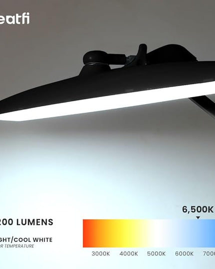 Neatfi XL 2,200 Lumens LED Task Lamp, 24W Super Bright Desk Lamp, 117 Pcs SMD LED, 4 Level Brightness, Dimmable, Task LED Light for Home, Office, Workbench (Non-CCT with Base, Black) - LeafyLoom