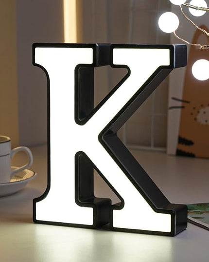 LED Marquee Letter Lights-DIY Marquee Lights up Letter Signs, Dual DC Interface Upgrade Multi-Letter Connection, 26 Alphabet Signs for Wedding, Birthday, Party， Bar Decoration (K) - LeafyLoom