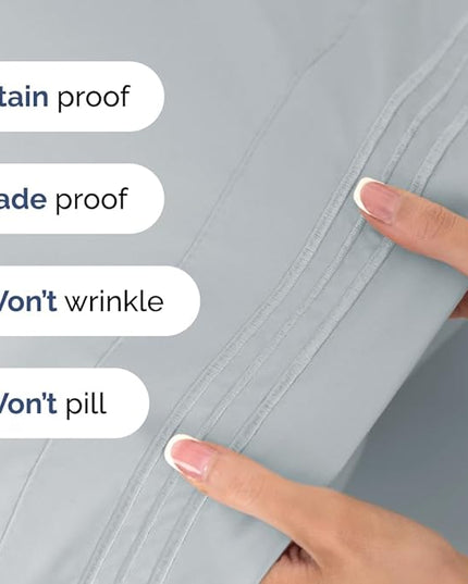 Cal King Size 4 Piece Sheet Set - Comfy Breathable & Cooling Sheets - Hotel Luxury Bed Sheets for Women & Men - Deep Pockets, Easy-Fit, Soft & Wrinkle Free Sheets - Sky Blue Oeko-Tex Bed Sheet Set - LeafyLoom