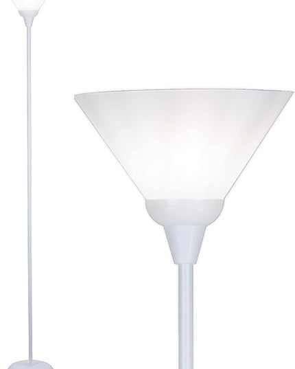 LIGHTACCENTS White Torchiere Floor Lamp - Floor Lamps for Living Room, Bedroom Standing Lamp, Modern Living Room Decor, 70-Inch Pole Light with Opal White Cone Shade - Stylish Tall Lamp - LeafyLoom