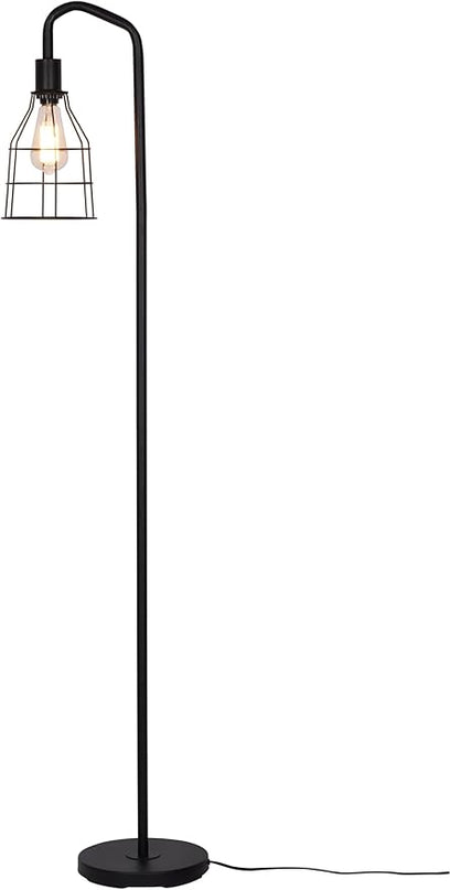 Catalina Lighting 24289-000 Modern Floor Lamp with Caged Shade for Office, Living Room, Dorm or Bedroom, Smart Home Compatible, Bulb Not Included, 60", Black - LeafyLoom