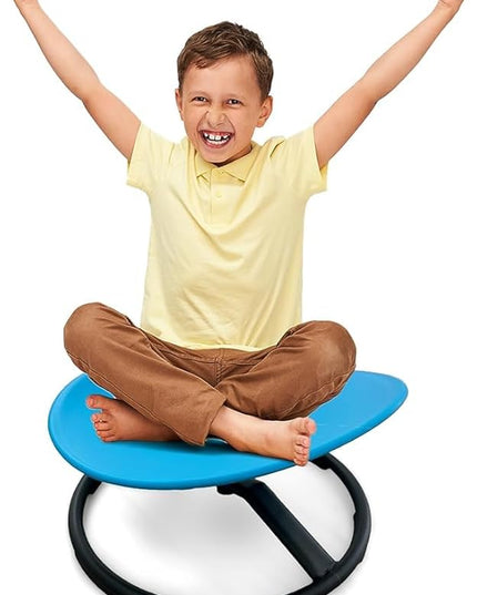 Giggle & Play Kids Swivel Chair, Sensory Spinning Chair, Body Balance Physical Therapy Equipment, Autism Swivel Chair, Montessori Carousel Spinning Toy Chair - 360° Sit and Spin (Blue) - LeafyLoom