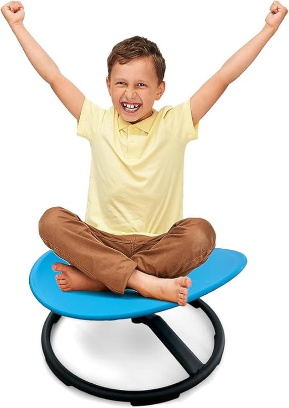 Giggle & Play Kids Swivel Chair, Sensory Spinning Chair, Body Balance Physical Therapy Equipment, Autism Swivel Chair, Montessori Carousel Spinning Toy Chair - 360° Sit and Spin (Blue) - LeafyLoom