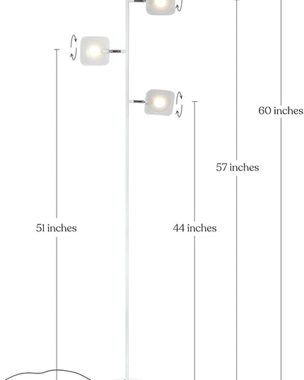 Brightech Tree Floor Lamp for Living Rooms & Offices, Dimmable Standing Lamp for Bedroom Reading, LED Spotlight Floor Lamp, Tall Lamp with Adjustable Panels for Minimal Space Use - White - LeafyLoom