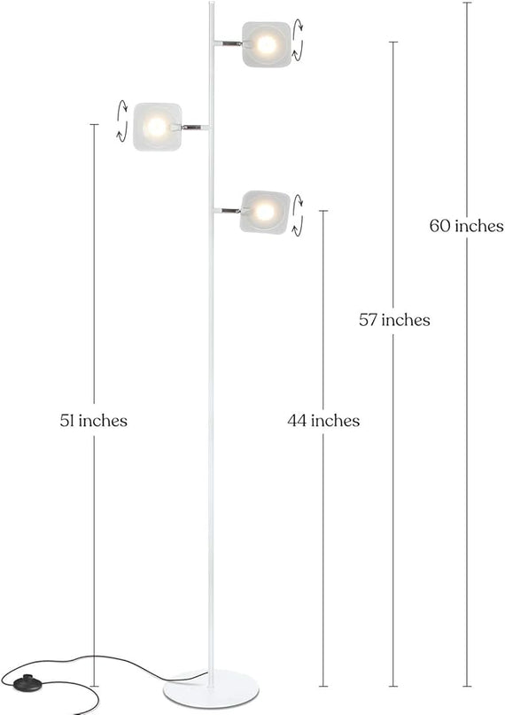 Brightech Tree Floor Lamp for Living Rooms & Offices, Dimmable Standing Lamp for Bedroom Reading, LED Spotlight Floor Lamp, Tall Lamp with Adjustable Panels for Minimal Space Use - White - LeafyLoom