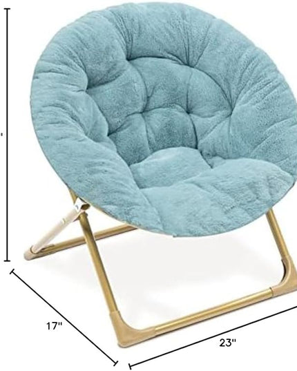 Milliard Mini Cozy Chair for Kids, Sensory Faux Fur Folding Saucer Chair for Toddlers, Blue - LeafyLoom