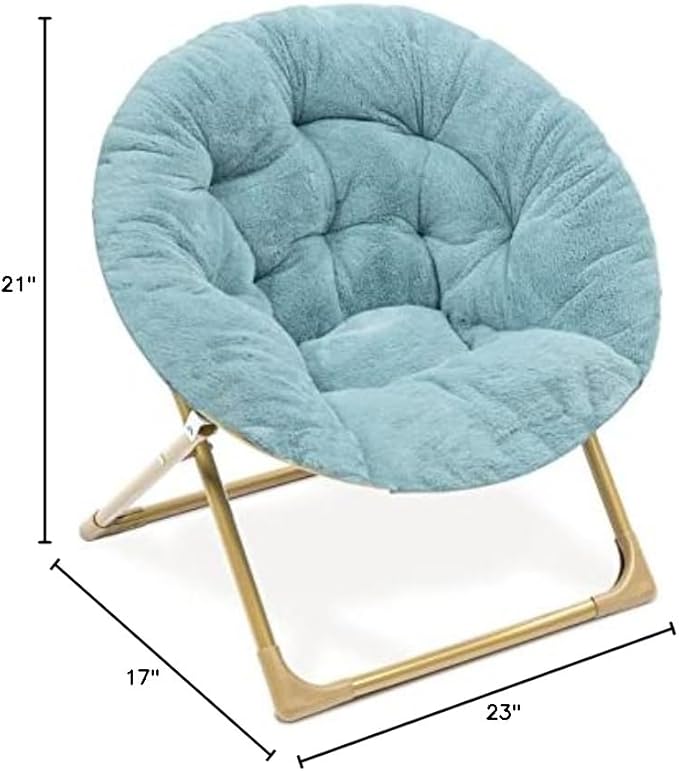 Milliard Mini Cozy Chair for Kids, Sensory Faux Fur Folding Saucer Chair for Toddlers, Blue - LeafyLoom