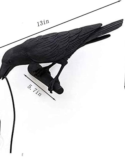 Raven Desk Lamp, Raven Lamp, Bird Lamp, Resin LED Bird Lamp for Bedroom/Office/Living Room/Farmhouse Art Deco with Plug (Right) - LeafyLoom