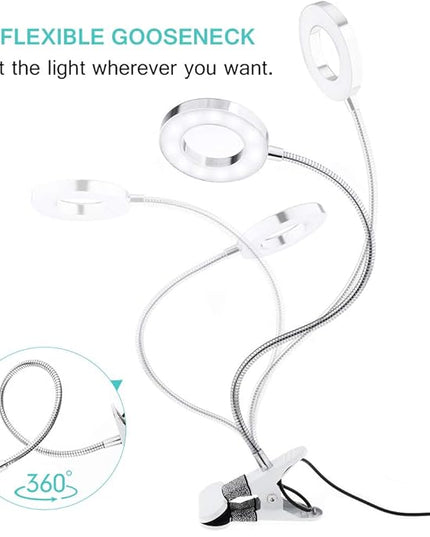 JimKing Ring Light, Tattoo Light Desk Lamp, LED Book Light with Clip, USB Bed Lamp for Live Show, Reading, Tattoo, Make Up, Manicure - LeafyLoom