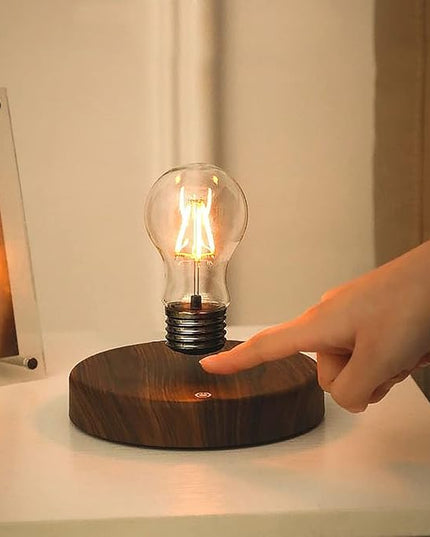 Floating Light Bulb, Magnetic levitating LED Desk Lamp Table lamp Night Light, 360 Degree Automatic Rotating Light, Unique Gifts for Christmas Office Decor - LeafyLoom
