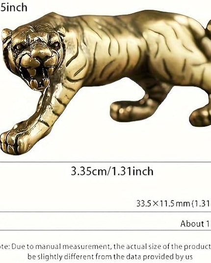 Solid Brass Little Tiger Statue - Vintage Decor Piece for Desk or Shelf for Wildlife Enthusiasts(Little Tiger) - LeafyLoom