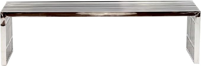 Modway Gridiron Stainless Steel Large and Small 2-Piece Bench Set - LeafyLoom