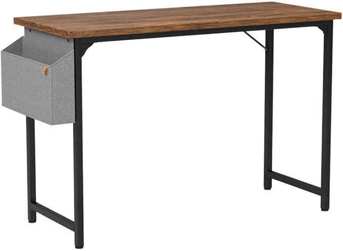 CubiCubi Computer Desk 47 Inch Study Writing Table for Home Office, Modern Simple Style PC Table with Storage Bag, Brown - LeafyLoom