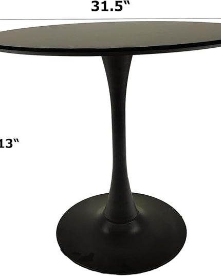 NicBex 31.5Inch Round Dining Table,Mid-Century Modern Kitchen Table with MDF Black Tabletop and Pedestal Base for 2 to 4,Leisure Coffee Table for Kitchen,Small Space,Apartment and Living Room,Black - LeafyLoom