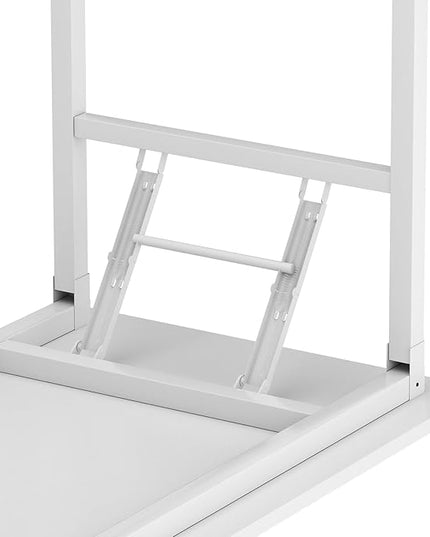 Need Folding Desk for Home Office 39-3/8" Length Modern Folding Table Computer Desk No Install Needed White Color Desktop White Frame AC5DW(100 * 60) - LeafyLoom