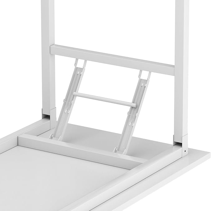 Need Folding Desk for Home Office 39-3/8" Length Modern Folding Table Computer Desk No Install Needed White Color Desktop White Frame AC5DW(100 * 60) - LeafyLoom