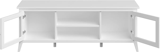 Lavish Home TV Stand-55-inch Storage Cabinet with 2 Cubbies and 2 Shelves-Entertainment Center for Living Room, Bedroom, or Entryway, 55", White - LeafyLoom