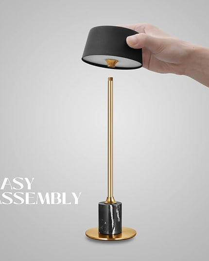 Cordless Table Lamp, Rechargeable and Battery Operated, Powered by 2000mAh Battery, 18-Hour Run Time, Dimmable,Black and Gold Lamp for Bedroom, Kitchen, Restaurant, Buffet and Cafe - LeafyLoom