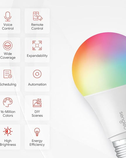 Sengled Alexa Light Bulb, Zigbee Bulb Smart Hub Required, Works with Alexa and SmartThings, Voice Control with Echo Show 10 with built-in Hub, Color Changing 60W Equivalent A19 Smart Light Bulbs, 4PK Sengled