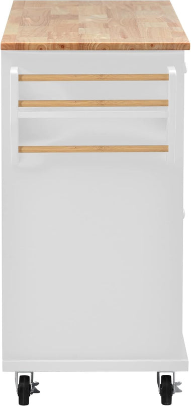 Mobile Kitchen Island, with Solid Wood Tabletop, Storage Cabinet& 3 Drawers, Kitchen-cart w/Drop Leaf, Locking Wheels, for Dining Room, Coffee Bar Service - LeafyLoom