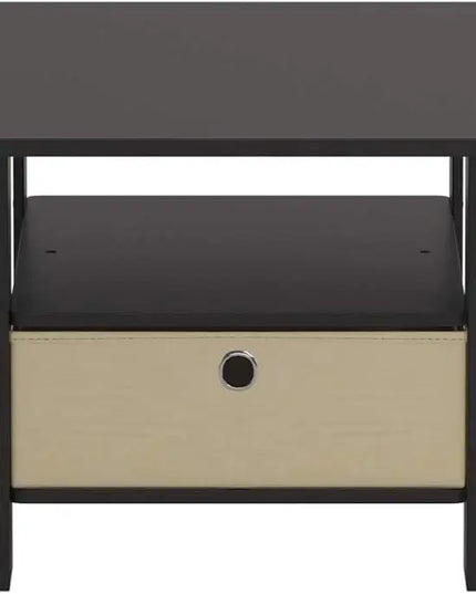 Furinno Coffee Table with Bins, Espresso/Brown - LeafyLoom