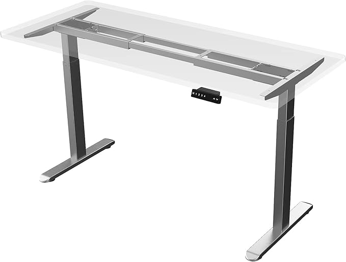 AIMEZO Standing Desk Frame, Dual Motor Electric Height Adjustable Sit Stand Desk Frame with 4 Memory Preset Button, USB Charging Port for Home Office (2 Tier Legs, Gray) - LeafyLoom