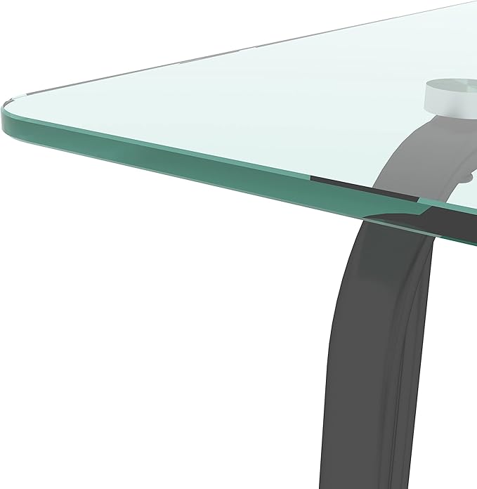 NicBex Dining Table Contemporary Kitchen Table Farmhouse Rustic 1-Piece Rectangle Dining Table with Black Metal Frame, Tempered Glass Dining Table for Kitchen Room, Easy Assembly, Transparent+Black - LeafyLoom