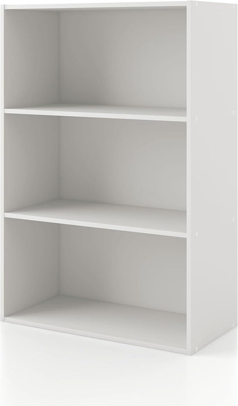 Apexa 3-Tier Cube Storage Organizer Shelves, Stackable Wood Bookcase Fits Cubby Bins for Organization, Dorm Teen Room Decor & Home Office, White - LeafyLoom