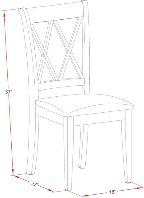 East West Furniture CLC-MAH-C Clarksville Dinette Chairs - Linen Fabric Upholstered Wood Chairs, Set of 2, Mahogany - LeafyLoom