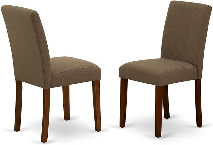 East West Furniture MLAB3-MAH-18 Milan 3 Piece Dinette Set for Small Spaces Contains a Rectangle Dining Table with Butterfly Leaf and 2 Coffee Linen Fabric Parson Chairs, 36x54 Inch - LeafyLoom