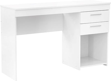 Techni Mobili Computer Home Office or Bedroom Storage & Drawers Ideal for Small Spaces Writing Desk, 47.6" W x 16.1" D x 30.3, White - LeafyLoom