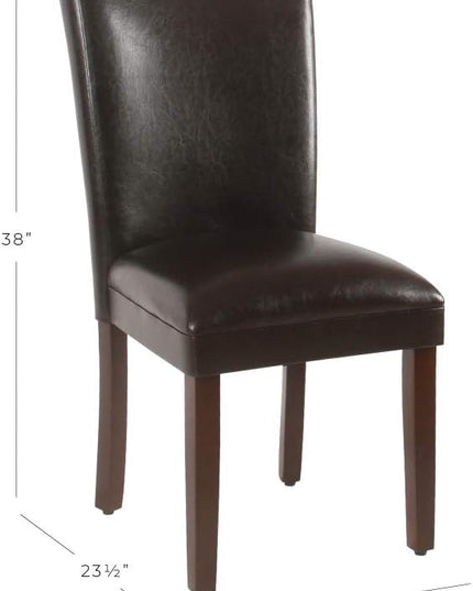 HomePop Classic Parsons Dining Chairs, Brown Faux Leather (Set of 2) - LeafyLoom