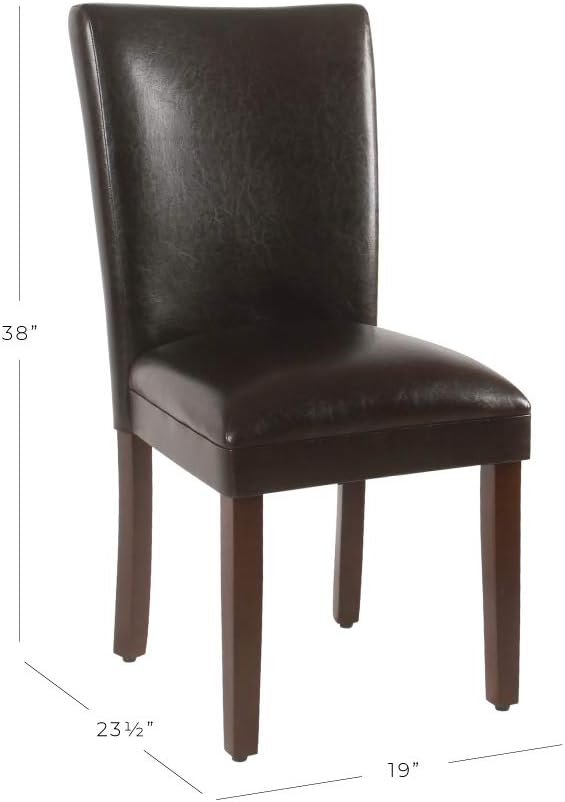 HomePop Classic Parsons Dining Chairs, Brown Faux Leather (Set of 2) - LeafyLoom