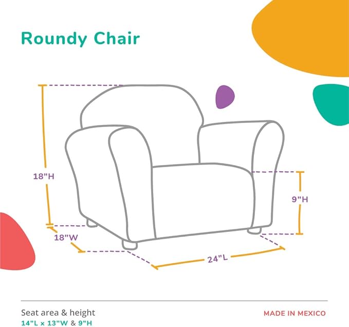 Keet Microsuede Children's Chair, Roundy, Charcoal 24x18x18 Inch (Pack of 1) - LeafyLoom